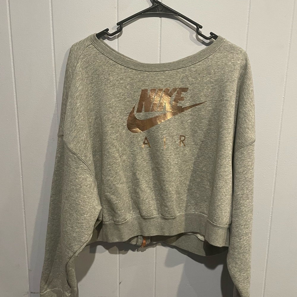 Nike Air Heather Gray Sweatshirt with Gold Logo